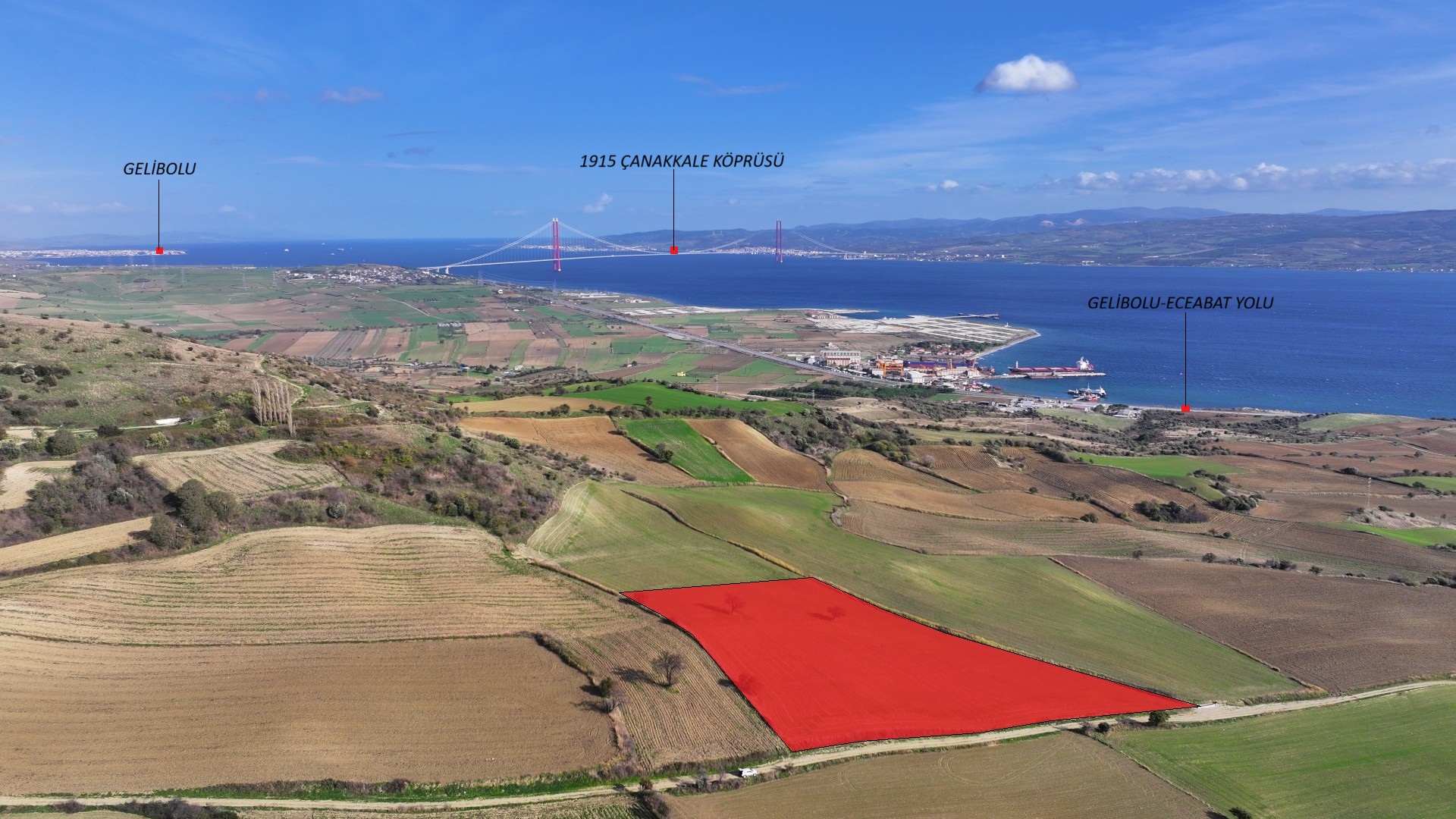 ÇANAKKALE GELİBOLU BURHANLI'DA 11,492m2 DENİZ MANZARALI TARLA
