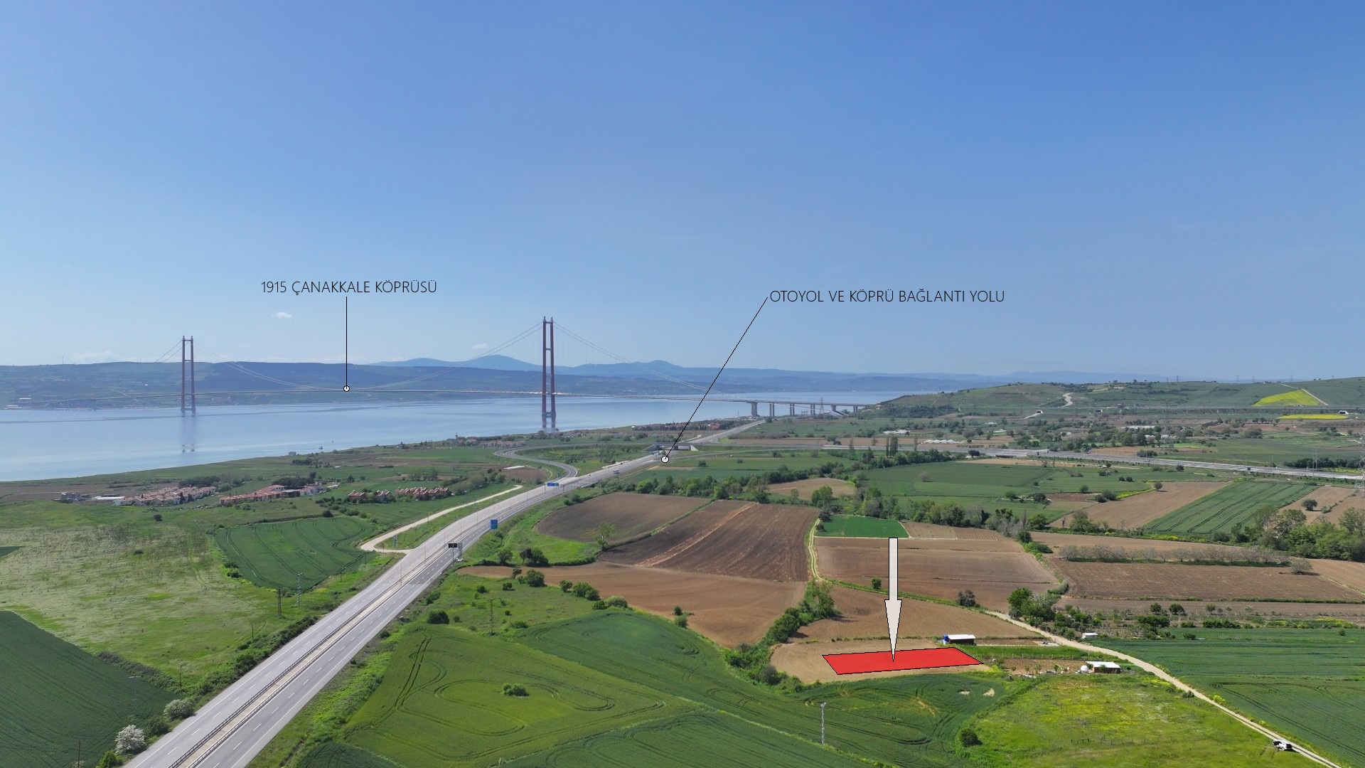 ÇANAKKALE GELİBOLU SÜTLÜCEDE 505m2 KÖPRÜ MANZARALI ARSA