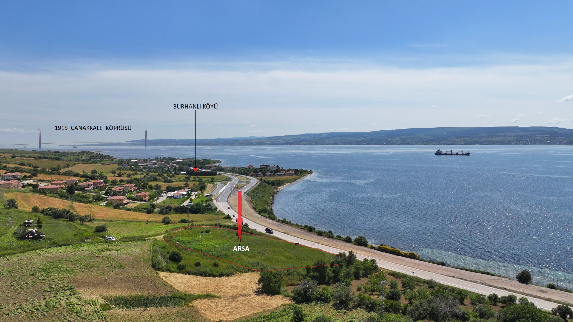 ÇANAKKALE GELİBOLU BURHANLI'DA DENİZ MANZARALI 4,408m2 ARSA