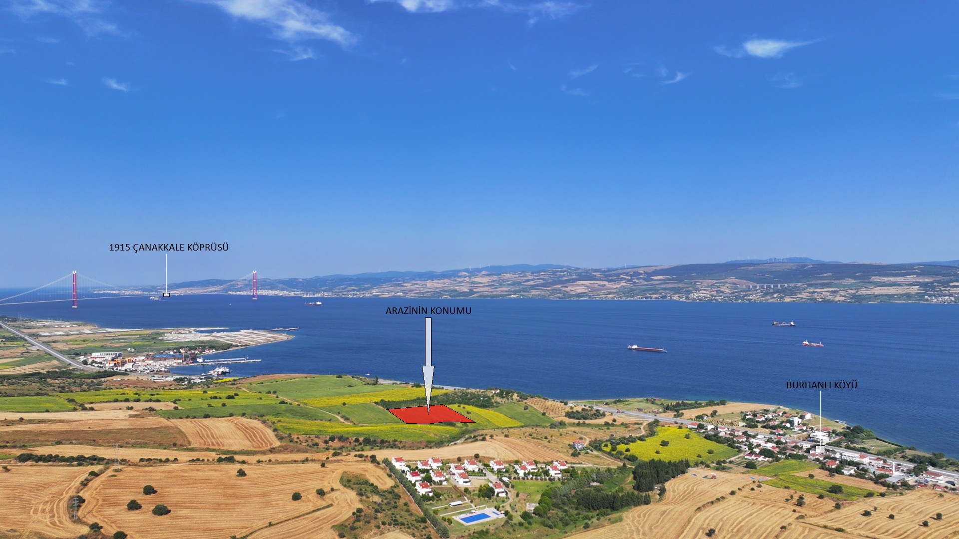 ÇANAKKALE GELİBOLU SÜTLÜCE'DE DENİZ MANZARALI 9,908m2 TARLA